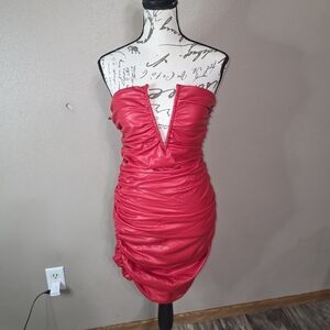Elegant Red Bodycon Strapless Dress